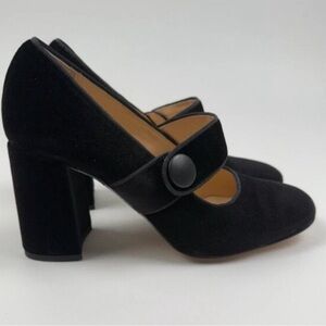 Tuckernuck Black Velvet Mary Jane Block Heels